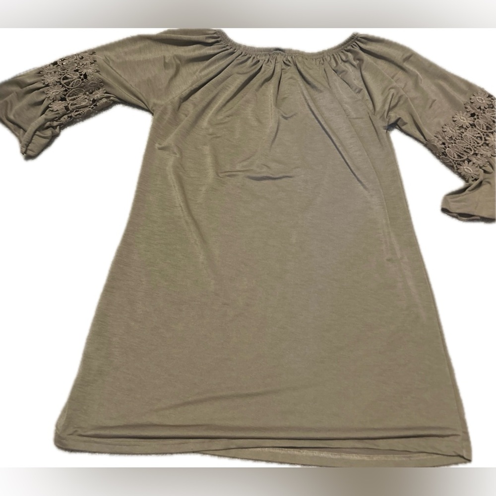 Win Win Womens Size S/M Ruffle Sleeve Bronze Tunic Top Boho like new - Picture 3 of 10